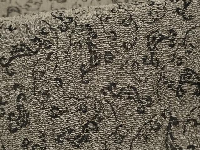 平和屋着物＊夏物　小千谷ちぢみ　唐草文　麻　逸品　AABI7859jd