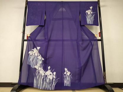 平和屋着物＊夏物　訪問着　絽　手描き　草花文　正絹　逸品　AABI7862jd
