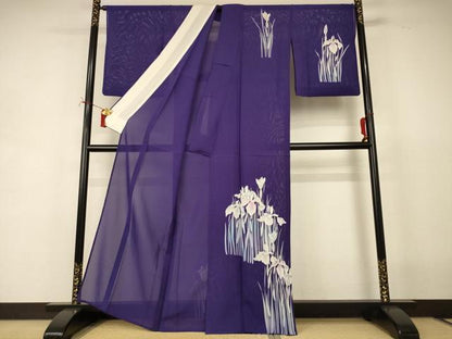 平和屋着物＊夏物　訪問着　絽　手描き　草花文　正絹　逸品　AABI7862jd