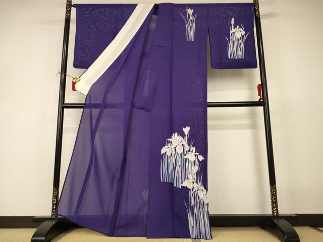 平和屋着物＊夏物　訪問着　絽　手描き　草花文　正絹　逸品　AABI7862jd