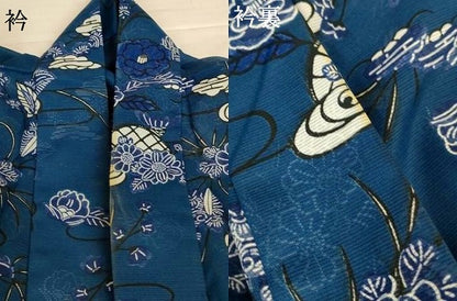 平和屋着物＊夏物　小紋　絽　草花文　洗える着物　AABI7863jd