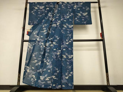 平和屋着物＊夏物　小紋　絽　草花文　洗える着物　AABI7863jd