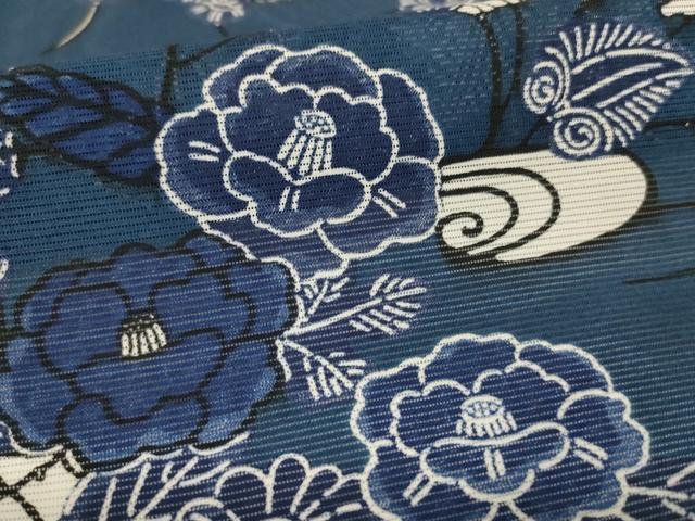 平和屋着物＊夏物　小紋　絽　草花文　洗える着物　AABI7863jd