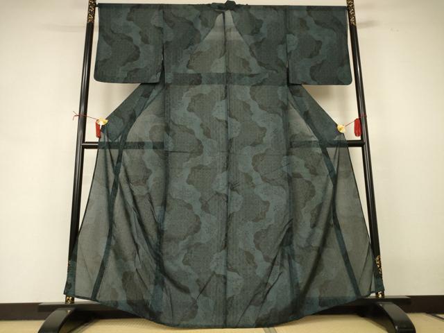 平和屋着物＊夏物　小紋　紗　吉祥花文　洗える着物　AABI7869jd