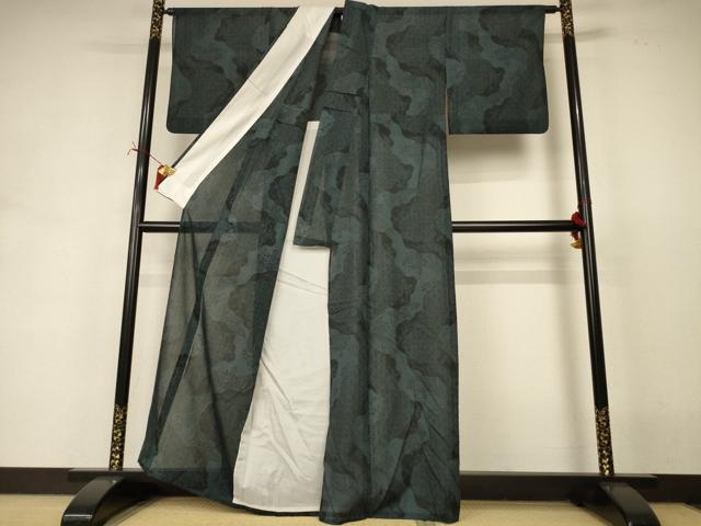 平和屋着物＊夏物　小紋　紗　吉祥花文　洗える着物　AABI7869jd