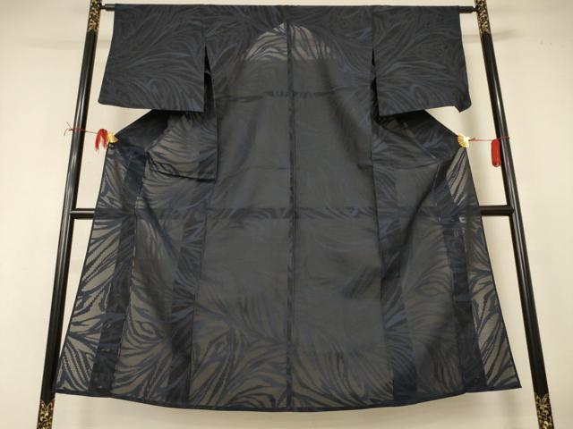 平和屋着物＊夏物　小紋　紗　幾何学文様　正絹　逸品　AABI7870jd