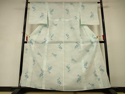 平和屋着物＊夏物　小紋　絽　草花文　洗える着物　AABI7872jd