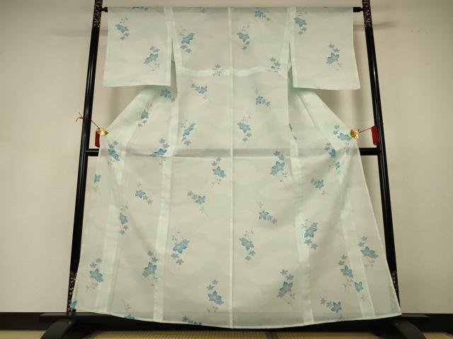 平和屋着物＊夏物　小紋　絽　草花文　洗える着物　AABI7872jd
