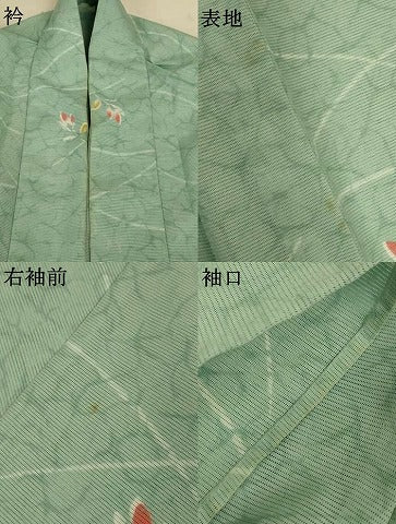 平和屋着物＊夏物　小紋　絽　芝花文　洗える着物　AABI7875jd