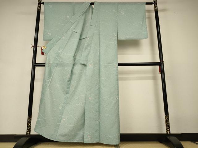 平和屋着物＊夏物　小紋　絽　芝花文　洗える着物　AABI7875jd