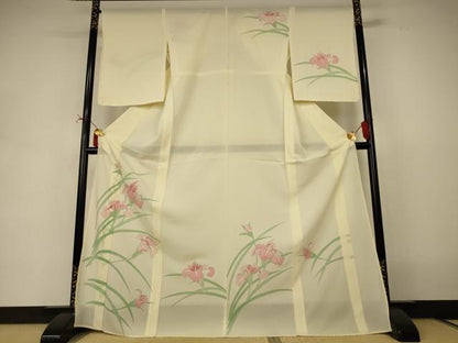 平和屋着物＊夏物 訪問着 絽 駒刺繍 草花文 銀彩 ロング丈 正絹 逸品 AABI7877jd