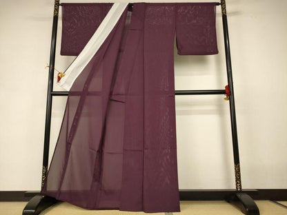 平和屋着物＊夏物　色無地　絽　黒鳶色　洗える着物　AABI7879jd