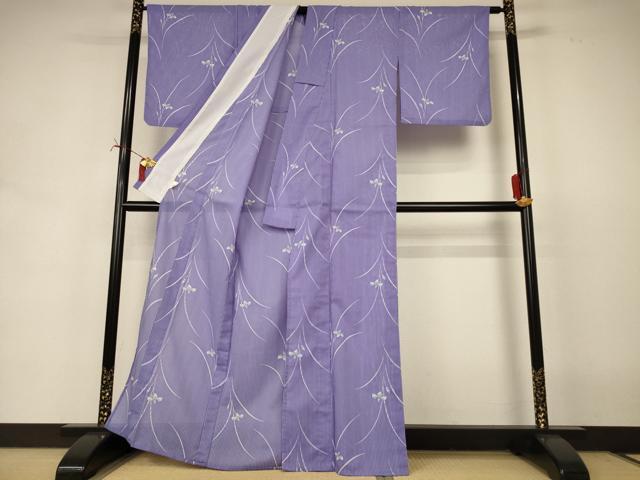 平和屋着物＊夏物　小紋　絽　草花文　洗える着物　AABI7882jd