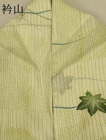 平和屋着物＊夏物　小紋　絽　芝葉文　洗える着物　AABI7885jd