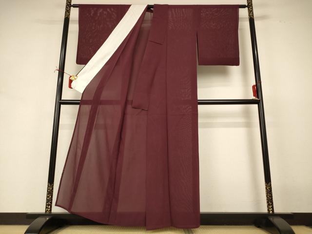 平和屋着物＊夏物　色無地　絽　葡萄茶色　正絹　逸品　AABI7888jd