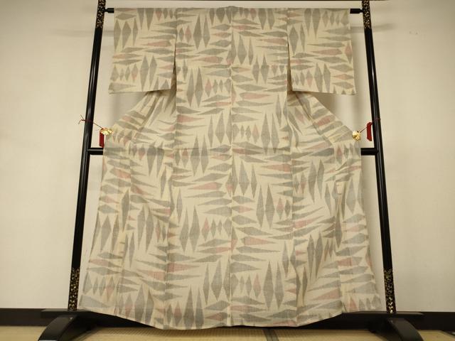 平和屋着物＊夏物　紗紬　幾何学文様　正絹　逸品　AABI7891jd