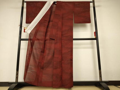 平和屋着物＊夏物　小紋　芝文紗　正絹　逸品　AABI7892jd