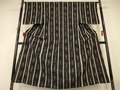 平和屋着物＊夏物　紗紬　間道　正絹　逸品　AABI7895jd
