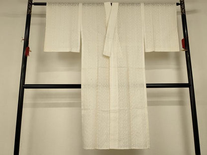平和屋着物＊夏物　長襦袢　総レース　草花文　鳥の子色　綿　逸品　AABI7897jd