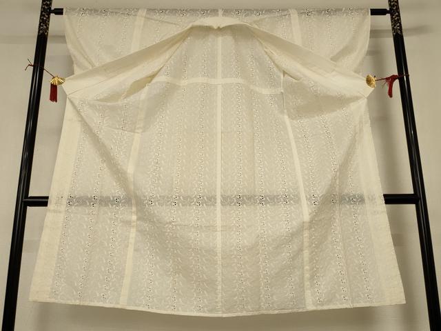 平和屋着物＊夏物　長襦袢　総レース　草花文　鳥の子色　綿　逸品　AABI7897jd