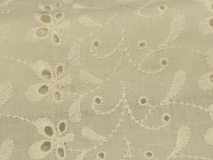 平和屋着物＊夏物　長襦袢　総レース　草花文　鳥の子色　綿　逸品　AABI7897jd