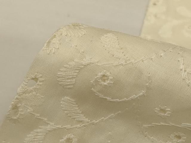 平和屋着物＊夏物　長襦袢　総レース　草花文　鳥の子色　綿　逸品　AABI7897jd