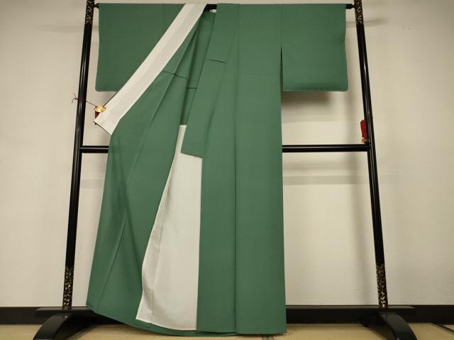 平和屋着物＊夏物　色無地　絽　老竹色　正絹　逸品　未使用　AABI7901jd