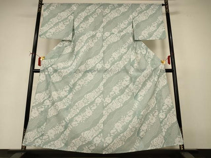 平和屋着物＊夏物　小紋　紗　道長花文　洗える着物　AABI7905jd
