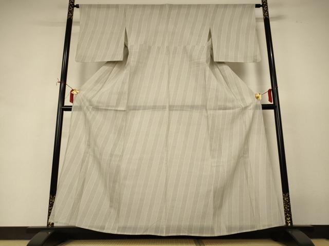 平和屋着物＊夏物　本塩沢　夏塩沢　斜縞　三越扱い　正絹　逸品　AABI7907jd