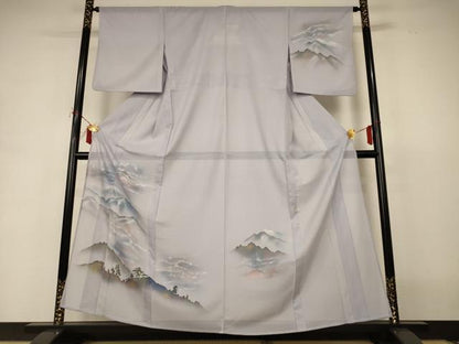 平和屋着物＊夏物　訪問着　絽　手描き　風景文　洗える着物　AABI7908jd