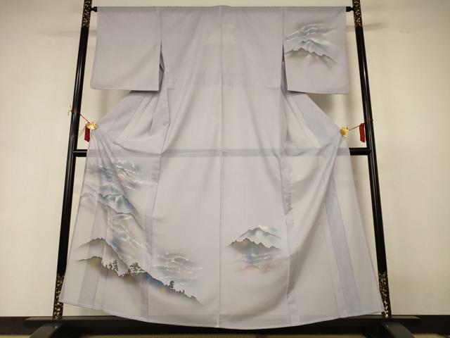 平和屋着物＊夏物　訪問着　絽　手描き　風景文　洗える着物　AABI7908jd