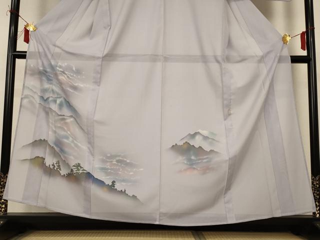 平和屋着物＊夏物　訪問着　絽　手描き　風景文　洗える着物　AABI7908jd
