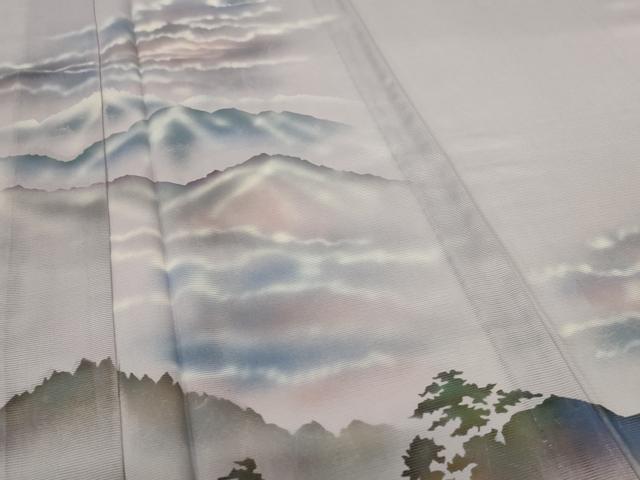 平和屋着物＊夏物　訪問着　絽　手描き　風景文　洗える着物　AABI7908jd
