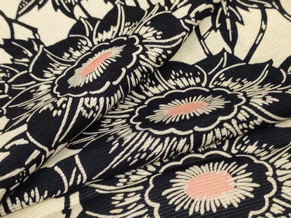平和屋着物＊夏物　小紋　絽　藍　型染め　草花文　正絹　逸品　AABI7910jd