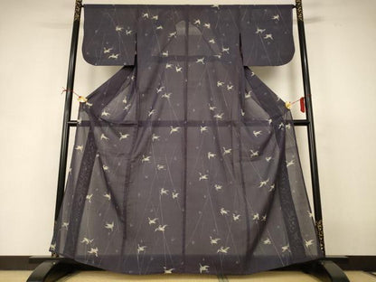 平和屋着物＊夏物　小紋　紗紬　飛鳥文　正絹　逸品　AABI7912jd