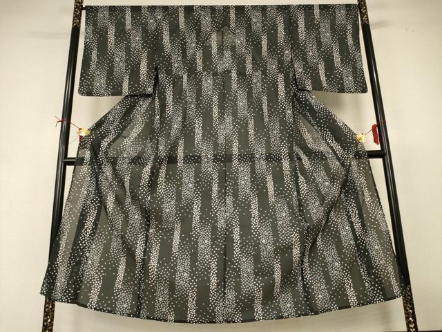平和屋着物＊夏物　小紋　絽　舞桜文　黒地　洗える着物　AABI7914jd