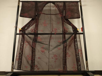 平和屋着物＊夏物　小紋　紗　草花文　正絹　逸品　未使用　AABI7916jd