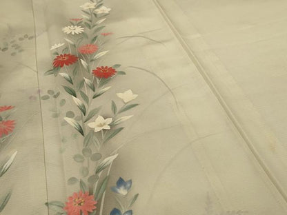 平和屋着物＊夏物　訪問着　絽　手描き　草花文　暈し染め　正絹　逸品　AABI7917jd