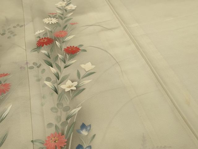 平和屋着物＊夏物　訪問着　絽　手描き　草花文　暈し染め　正絹　逸品　AABI7917jd