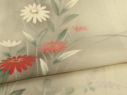 平和屋着物＊夏物　訪問着　絽　手描き　草花文　暈し染め　正絹　逸品　AABI7917jd