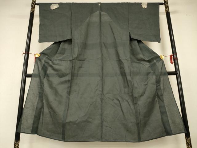 平和屋着物＊夏物　男性　色紋付　上布　藍媚茶色　麻　逸品　AABI7920jd