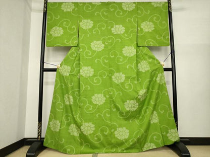 平和屋着物●上質な紬　花唐草文　正絹　逸品　AABI7921ck