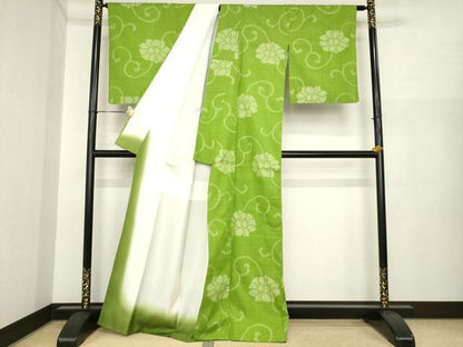 平和屋着物●上質な紬　花唐草文　正絹　逸品　AABI7921ck