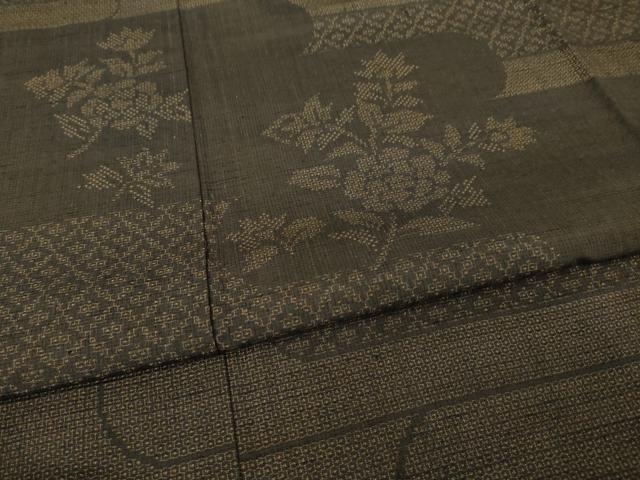平和屋着物●結城紬　訪問着　100亀甲　エ霞花文　正絹　逸品　AABI7922ck
