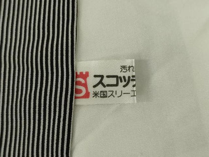 平和屋着物●二代目更甚　江戸更紗　四代目松綱　江戸小紋　訪問着　更紗花文　万筋　黒色×白色　正絹　逸品　AABI7924ck