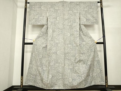 平和屋着物●本場大島紬　白大島　一元7マルキ　総絣　草花文　正絹　逸品　AABI7927ck