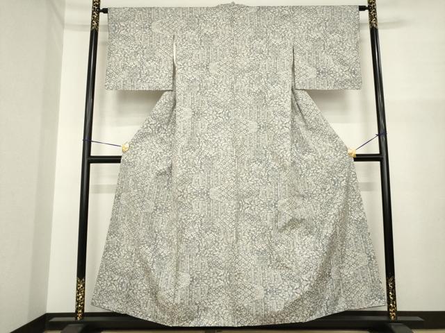 平和屋着物●本場大島紬　白大島　一元7マルキ　総絣　草花文　正絹　逸品　AABI7927ck