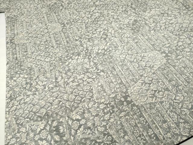平和屋着物●本場大島紬　白大島　一元7マルキ　総絣　草花文　正絹　逸品　AABI7927ck