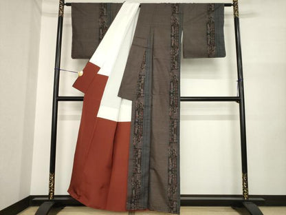 平和屋着物●本場大島紬　カタス7マルキ　古代壁画文様　正絹　逸品　AABI7928ck