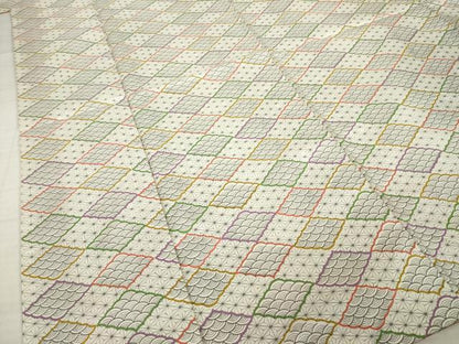 平和屋着物●本場大島紬　染大島　青海波　麻の葉文様　正絹　逸品　AABI7932ck